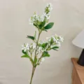 Elegant artificial white lilac branch for minimalist home decor and photography prop - White