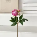 Artificial pink peony branch with two heads for elegant home and wedding decoration - Rose Red