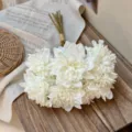 Elegant white artificial dahlia bouquet for home decor and wedding flower arrangement - 7 Stems Pack / White