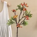 Vibrant artificial red berry branch for aesthetic home and studio floral decoration - Orange