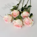 Artificial Bulgarian rose bouquet in elegant pink and cream gradient color tones - 5 Pcs Set / Champagne Pink