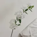 Elegant white artificial cherry blossom branch variant for minimalist home and wedding decor - White