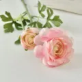 Elegant pink artificial ranunculus flower with two heads for home table decoration - Light Pink