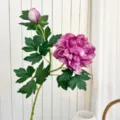 Elegant artificial purple peony flower branch for home table decor centerpiece - Purple