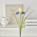 Artificial iris flower featuring realistic yellow and blue gradient petals for home decoration - Yellow Blue