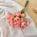 Realistic 24-head pink artificial tulip bouquet for elegant home decor and wedding props - Light Pink