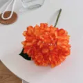Single stem of vibrant orange artificial hydrangea flower for home decoration - Orange
