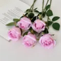 Elegant pink Bulgarian rose artificial flowers for home and wedding decor arrangement - 5 Pcs Set / Light Purple