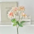 Elegant peach 4-head artificial Dahlia flower branch for home and wedding decor styling. - 4-Head Dahlia / Champagne