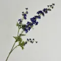 Artificial 3-fork Delphinium flower branch in deep blue for elegant home decor - Sapphire Blue