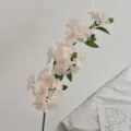 Lifelike white 2-forked artificial cherry blossom branch for aesthetic home decor - Champagne