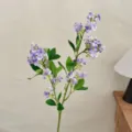 Elegant artificial lilac flower branch with purple and white petals for home decor - Purple