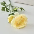 Realistic yellow 2-head artificial Ranunculus flower for home and wedding decor - Champagne