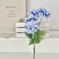 Elegant blue and white 4-head artificial Dahlia flowers for home and wedding decoration - 4-Head Dahlia / Blue