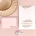 Elegantes tarjetas de felicitación con motivos florales y letras 'For you' en pan de oro. - Estilo Para Ti / Sobre + Bolsa OPP