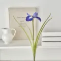 Beautiful single stem blue artificial iris flower with green leaves for home decoration - Dark Blue