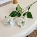 Elegant 2-head artificial white peony flower silk plant for home and table decoration - White