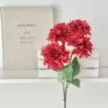 Realistic 4-head red artificial dahlia chrysanthemum flower for home and wedding decor - 4-Head Dahlia / Red