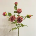 Eleganter altrosa künstlicher Rosenstiel mit 6 Köpfen für Heim- und Hochzeitsdeko - Dunkelbraun
