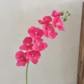 Vibrant magenta 9-head artificial Phalaenopsis orchid branch for elegant home decor. - Rose Red