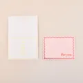 Elegante juego de tarjeta de felicitación bronceada y sobre rosa para cumpleaños y San Valentín - Amor Amor Amor (Estampado Oro Minimalista) / Paquete de 10