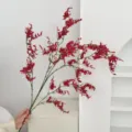 Hierba de los amantes artificial roja realista para decoración elegante de hogar - Rojo