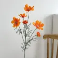 Beautiful vibrant orange artificial Cosmos flower spray for home and wedding decor - Orange Red