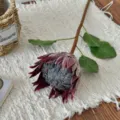 Artificial burgundy protea flower bud stem for wedding and home table decor - Dark Red Ba Wang Hua