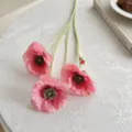 Amapola artificial flocada rosa para decoración del hogar y arreglos florales - Rosa oscuro