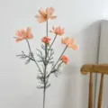 Lifelike coral pink artificial cosmos flower spray for home decor and wedding display - Coral