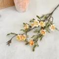 Realistic vintage autumn wild chrysanthemum artificial flower branch in light orange - White