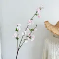 Ραλιστικό ροζ τεχνητό κλαδί κερασιάς με μακρύ μίσχο για διακόσμηση σπιτιού και γάμου - 3 Πιρούνια Βιγόνια Ανθός Κερασιάς / Baby Pink