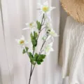 Κομψό λευκό τεχνητό στέλεχος λουλουδιών Aquilegia για ρουστίκ διακόσμηση τραπεζιού - Λευκό