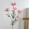 Realistic pink artificial cosmos flower stem for home table decor - Deep Pink