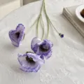 Flor de amapola artificial realista de 5 cabezas moradas con tallo flocado decor - Púrpura Degradado