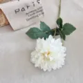 Elegant white artificial dahlia flower with green stem for vintage home decoration - Single Branch Dahlia / White
