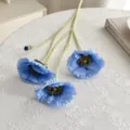 Elegantes flores de amapola artificiales azules con tallos aterciopelados decor - Azul