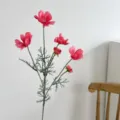 Elegant multi-head pink artificial cosmos branch for aesthetic home interior decoration - Rose Red