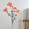 Realistic peach artificial cosmos flower branch for home table centerpiece decoration. - Salmon