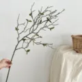 Long artificial dry branch with realistic green buds for interior home and cafe decor - 80cm Artificial Dried Branch (Green) / Green