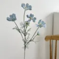 Elegant artificial blue cosmos silk flower spray for modern home dining table decor - Broken Ice Blue