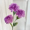 Lifelike 3-head purple artificial dahlia flowers for home and wedding table decor - Purple