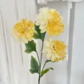 Three-head artificial dahlia flowers with realistic yellow and white gradient petals - Yellow