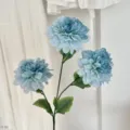 Elegant blue three-head artificial dahlia flower bouquet for home or wedding decoration - Blue
