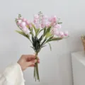 Bouquet de muguet artificiel rose esthétique pour décoration de maison et mariage - Bouquet de Muguet 6 Têtes / Rose