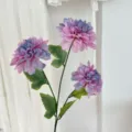 Lifelike artificial 3-head dahlia flower with pink and purple gradient petals for decor - Purple Blue