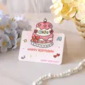 Carte de vœux d'anniversaire 3D pliable avec un gâteau rose et texte Happy Birthday. - Style 6 (2026022601)