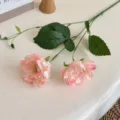 Artificial peony branch with two heads in soft pink, perfect for home and wedding decor - Deep Pink