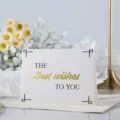 Elegante tarjeta de felicitación blanca con texto dorado 'Best wishes' y diseño minimal - Mis Mejores Deseos Para Ti