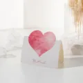 Minimalist white greeting card with red watercolor heart and Best wishes script text - Pink (224)